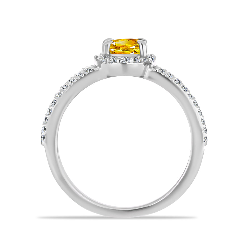 Inel din Argint 925 ( 3.53 grame ) cu Citrin Rio Golden și Topaz Alb 1.28 Carate 2 