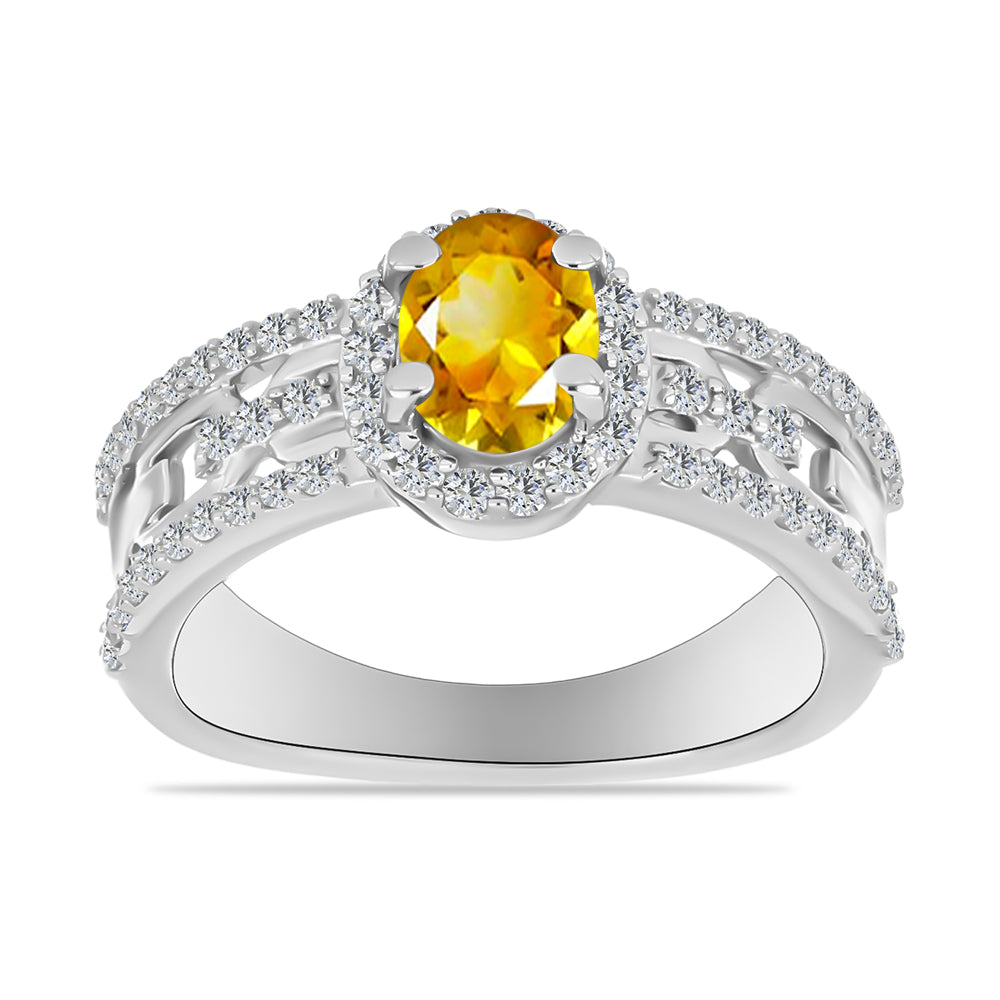 Inel din Argint 925 ( 3.53 grame ) cu Citrin Rio Golden și Topaz Alb 1.28 Carate