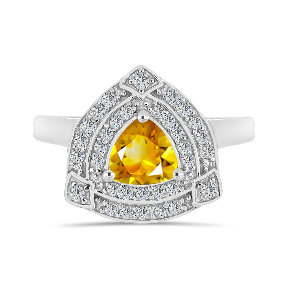 Inel din Argint 925 ( 2.98 grame ) cu Citrin Rio Golden și Topaz Alb 1.03 Carate