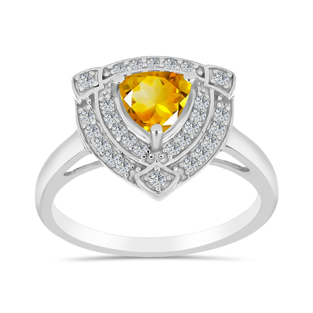 Inel din Argint 925 ( 2.98 grame ) cu Citrin Rio Golden și Topaz Alb 1.03 Carate