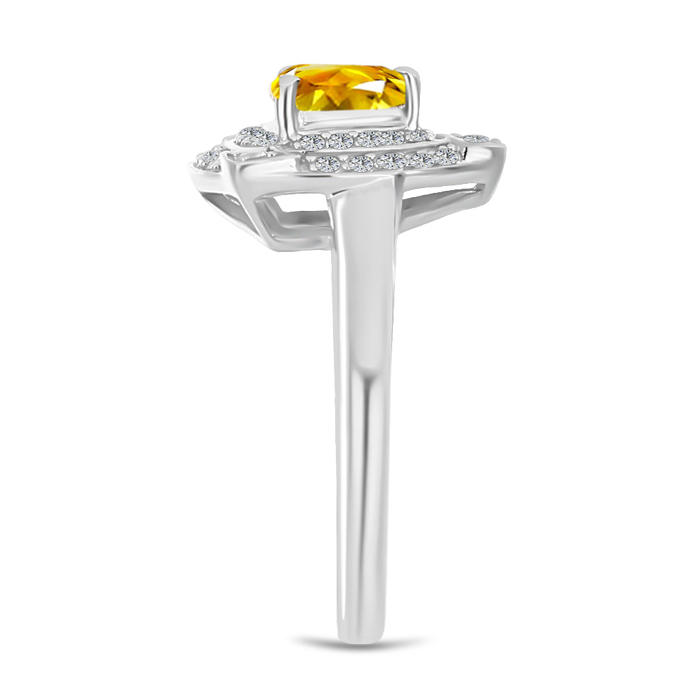 Inel din Argint 925 ( 2.98 grame ) cu Citrin Rio Golden și Topaz Alb 1.03 Carate 4 