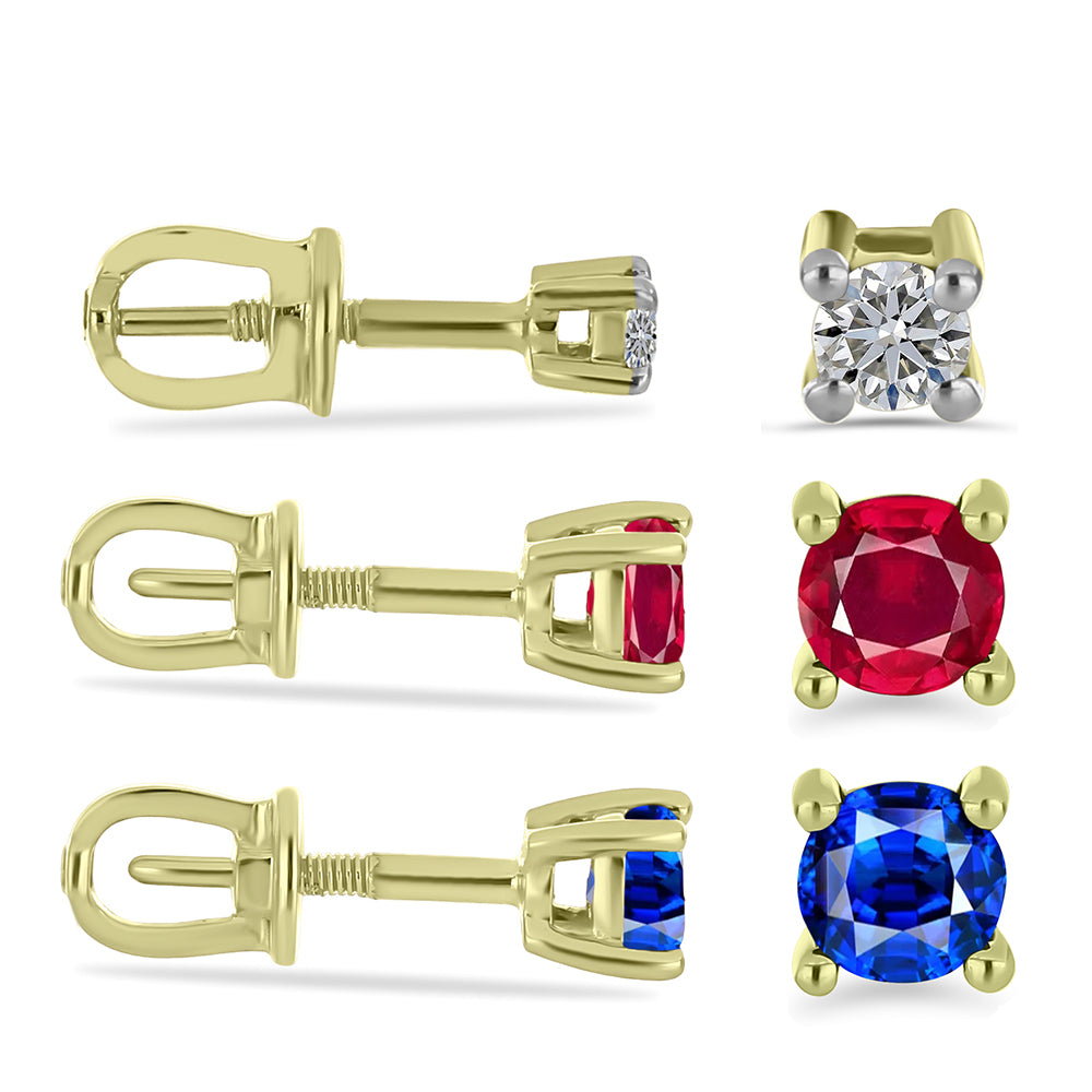 Set din Argint 925 Placat cu Aur ( 2.9 grame ) cu Diamant Alb și Rubin Malagasy 1.95 Carate ( Cercei ) 1 