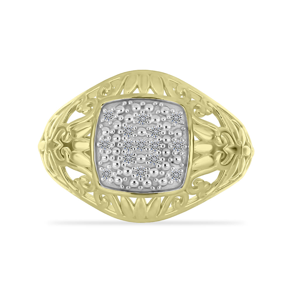 Inel din Argint 925 Placat cu Aur ( 3.94 grame ) cu Diamant Alb 0.11 Carate