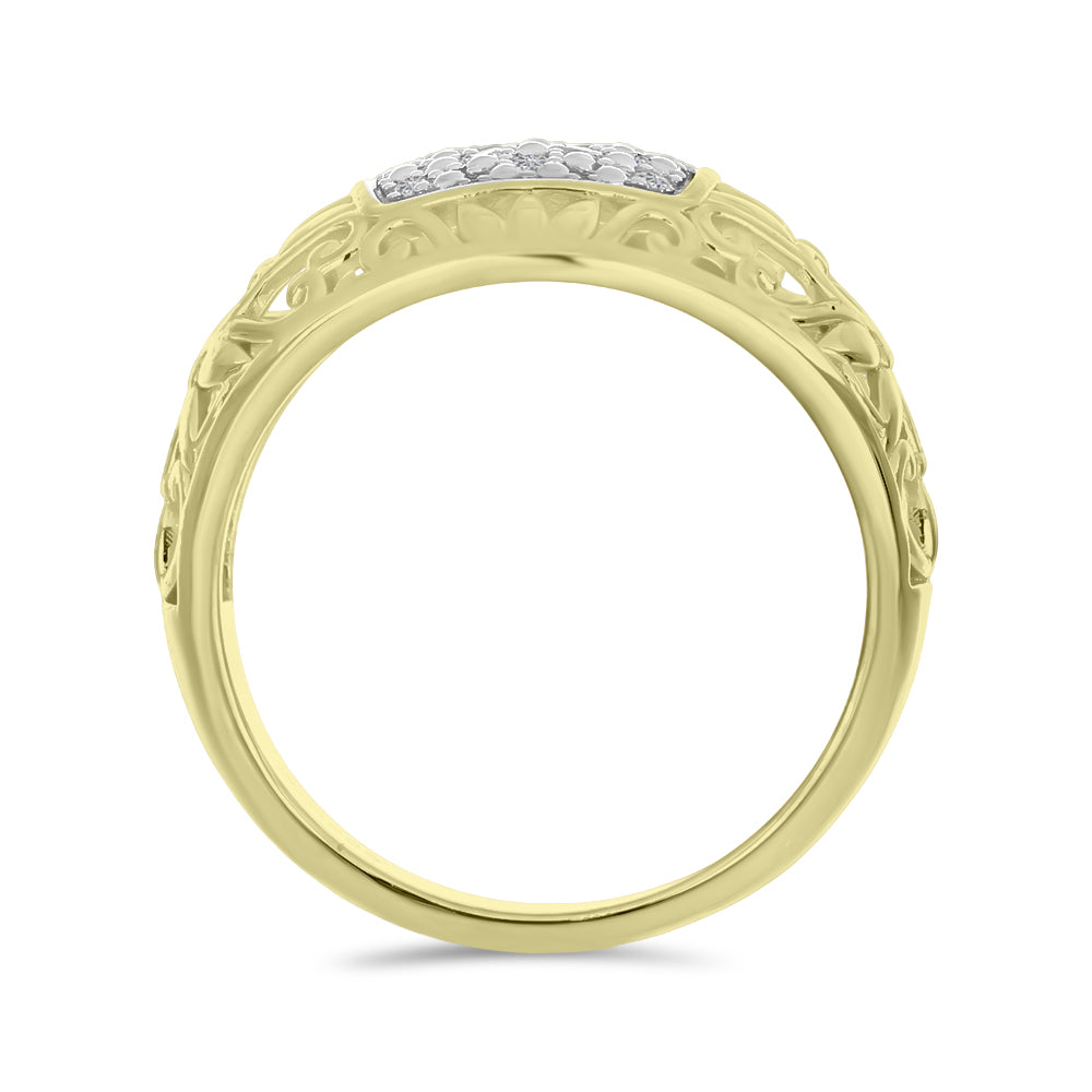 Inel din Argint 925 Placat cu Aur ( 3.94 grame ) cu Diamant Alb 0.11 Carate
