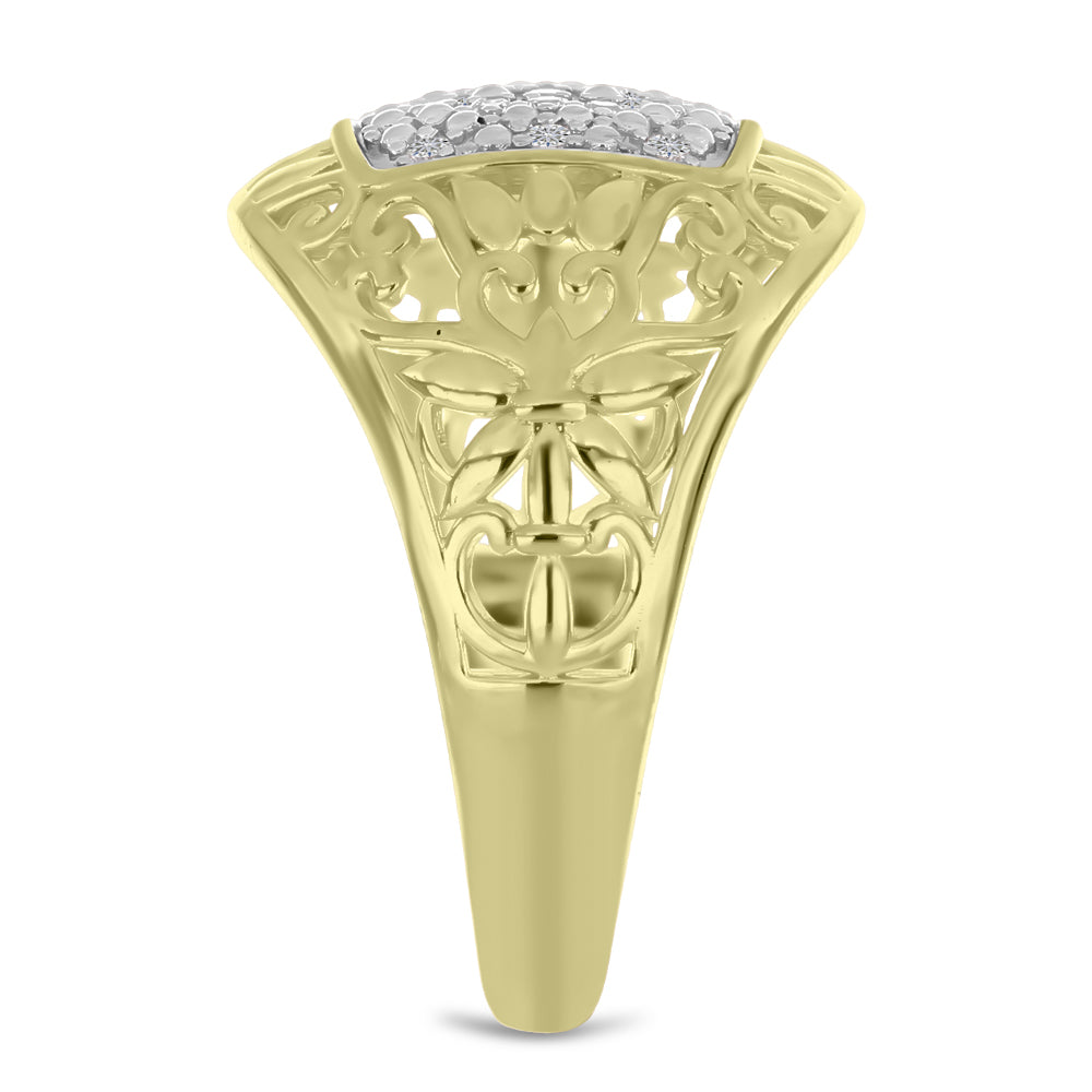 Inel din Argint 925 Placat cu Aur ( 3.94 grame ) cu Diamant Alb 0.11 Carate