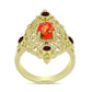 Inel din Argint 925 Placat cu Aur ( 5.87 grame ) cu Turcoaz Mohave și Granat Barton 1.51 Carate