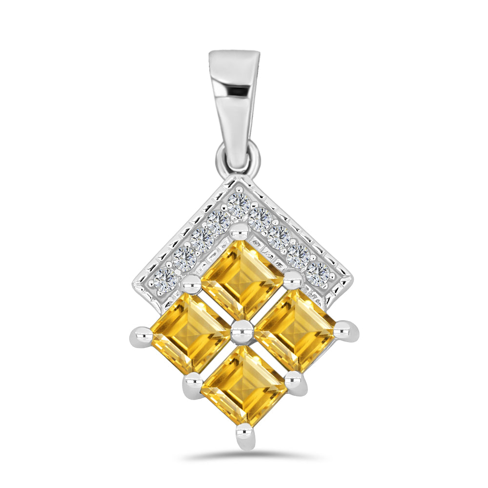 Pandantiv din Argint 925 ( 1.97 grame ) cu Citrin Rio Golden și Topaz Alb 1.53 Carate 1 