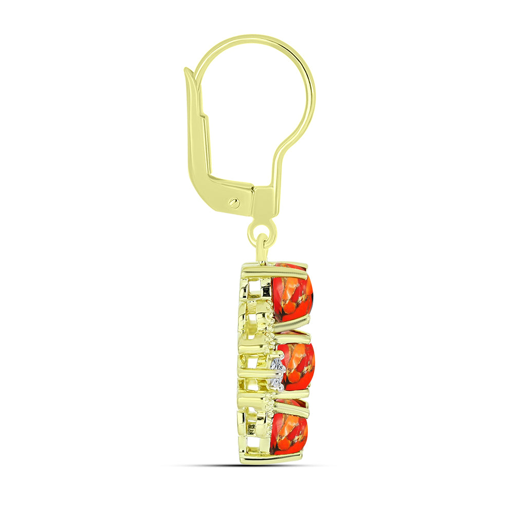 Cercei din Argint 925 Placat cu Aur ( 3.49 grame ) cu Turcoaz Mohave și Topaz Alb 2.26 Carate 2 