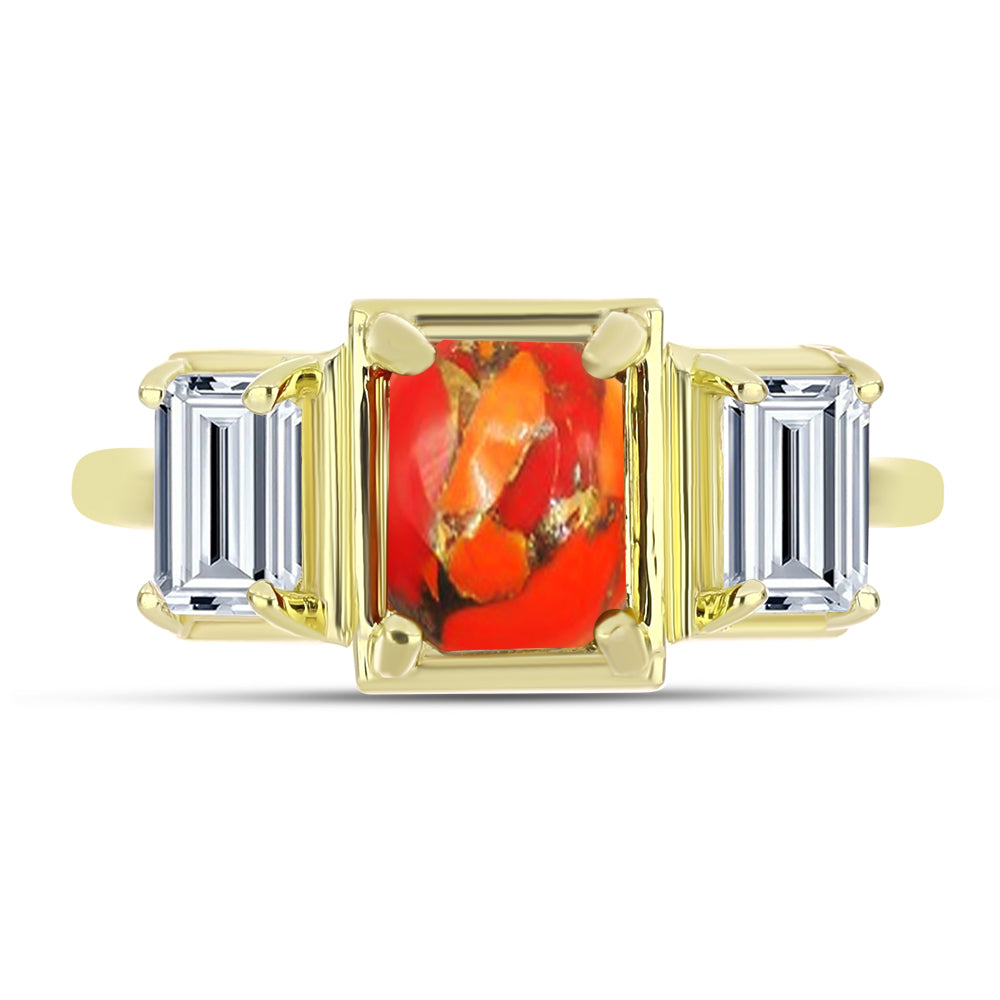 Inel din Argint 925 Placat cu Aur ( 3.15 grame ) cu Turcoaz Mohave și Topaz Alb 2.46 Carate 1 