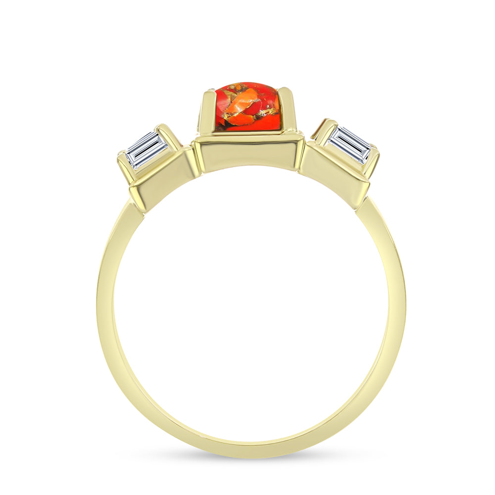 Inel din Argint 925 Placat cu Aur ( 3.15 grame ) cu Turcoaz Mohave și Topaz Alb 2.46 Carate 2 