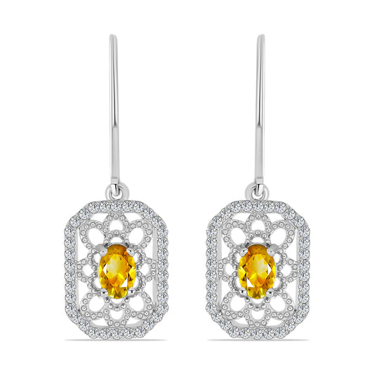 Cercei din Argint 925 ( 3.2 grame ) cu Citrin Rio Golden și Topaz Alb 1.32 Carate