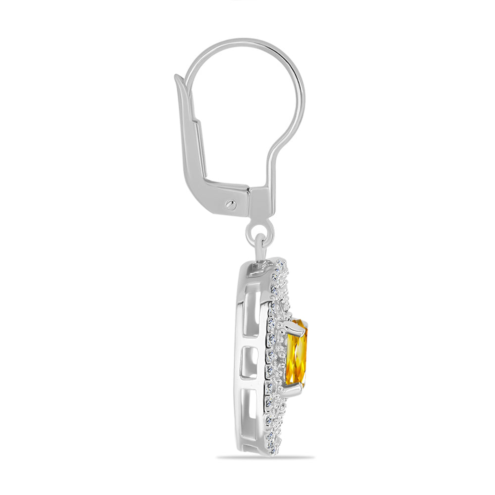 Cercei din Argint 925 ( 3.2 grame ) cu Citrin Rio Golden și Topaz Alb 1.32 Carate 2 