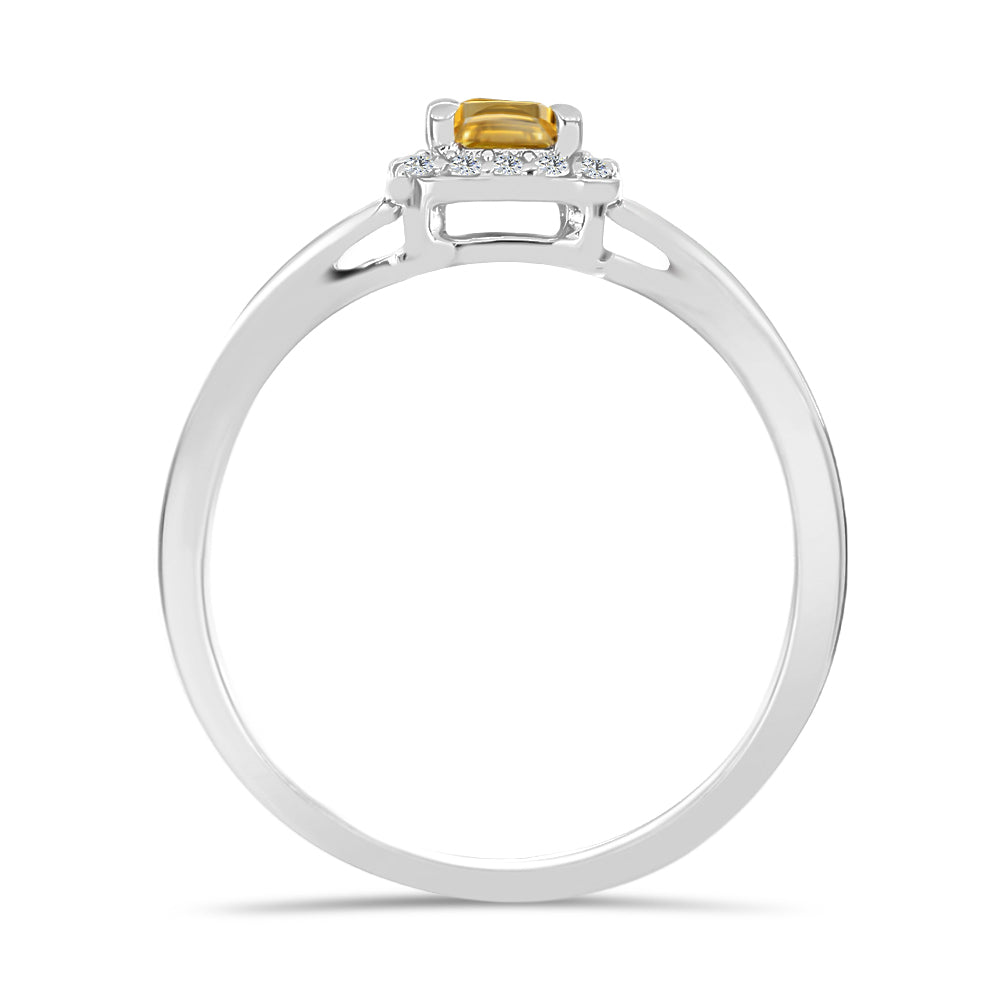 Inel din Argint 925 ( 2.06 grame ) cu Citrin Rio Golden și Topaz Alb 0.68 Carate 2 