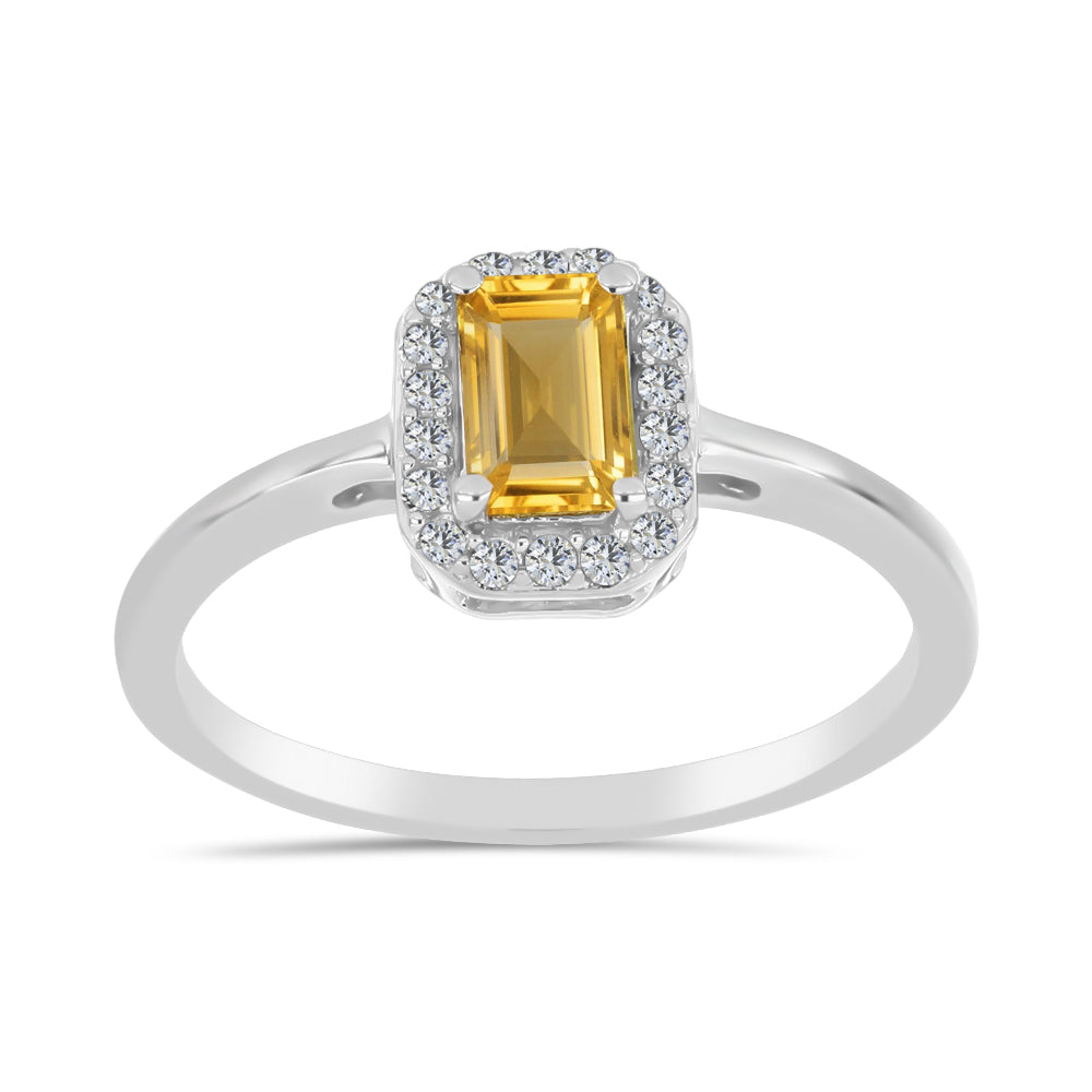 Inel din Argint 925 ( 2.06 grame ) cu Citrin Rio Golden și Topaz Alb 0.68 Carate 3 