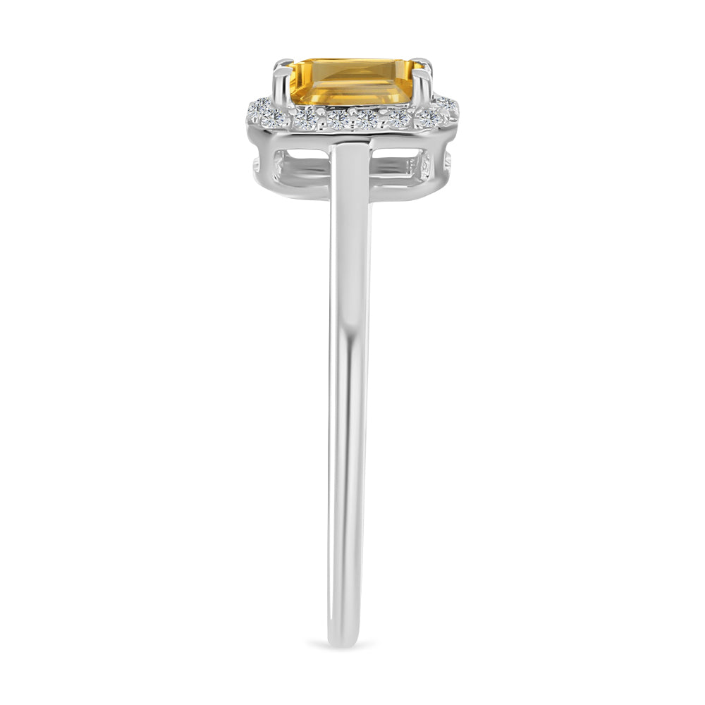 Inel din Argint 925 ( 2.06 grame ) cu Citrin Rio Golden și Topaz Alb 0.68 Carate