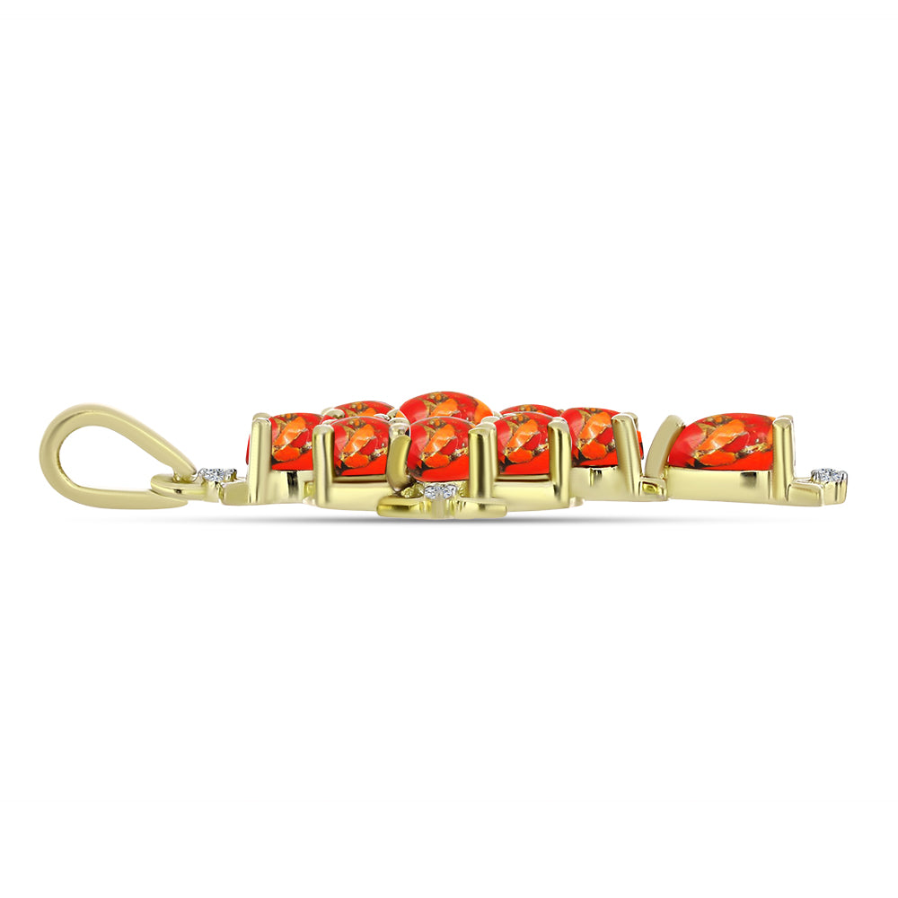 Cruce Pandantiv din Argint 925 Placat cu Aur ( 3.74 grame ) cu Turcoaz Mohave și Topaz Alb 3.59 Carate 2 