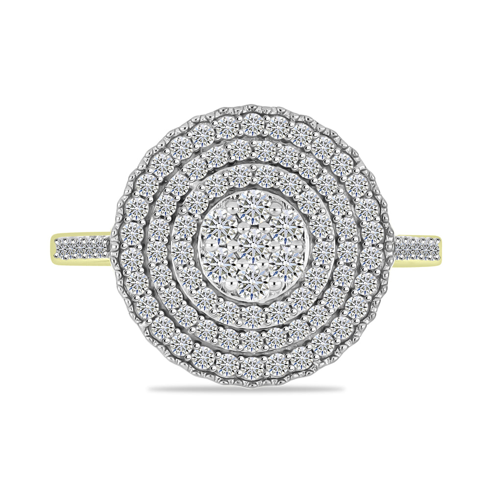 Inel din Argint 925 Placat cu Aur ( 3.62 grame ) cu Diamant Alb și Topaz Alb 0.86 Carate 1 