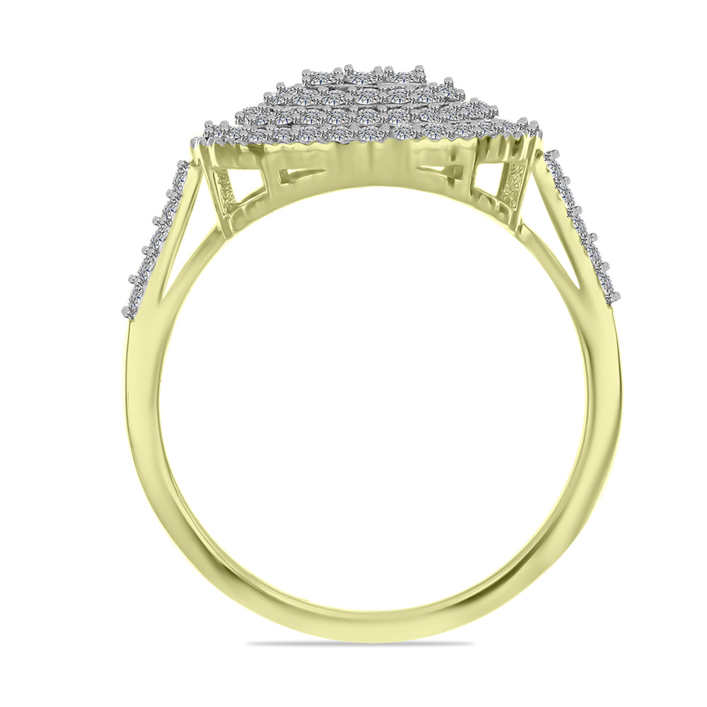 Inel din Argint 925 Placat cu Aur ( 3.62 grame ) cu Diamant Alb și Topaz Alb 0.86 Carate 2 