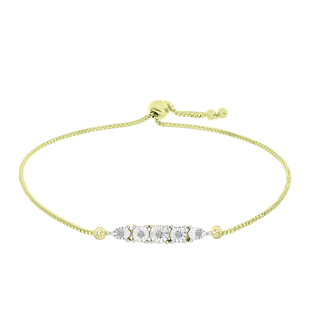 Brățară din Argint 925 Placat cu Aur ( 3.11 grame ) cu Diamant Alb 0.03 Carate