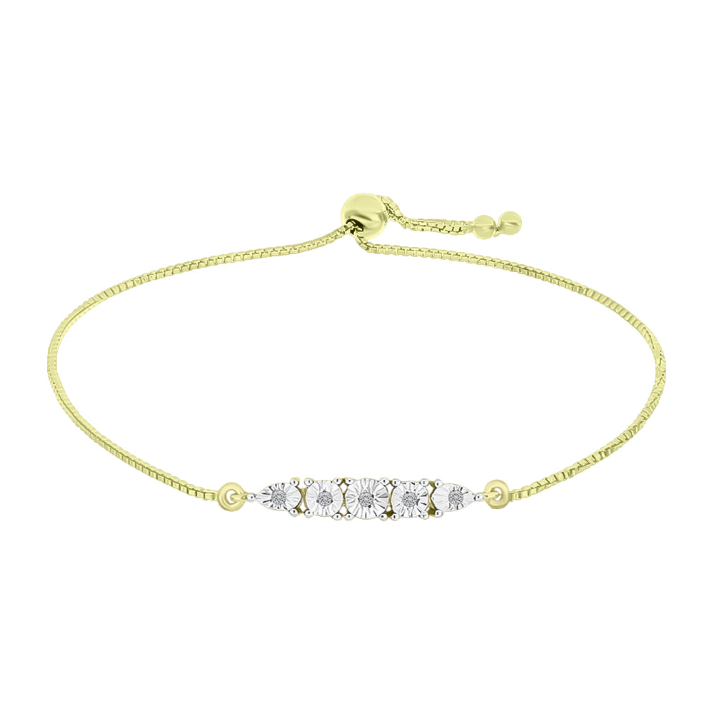 Brățară din Argint 925 Placat cu Aur ( 3.11 grame ) cu Diamant Alb 0.03 Carate 1 