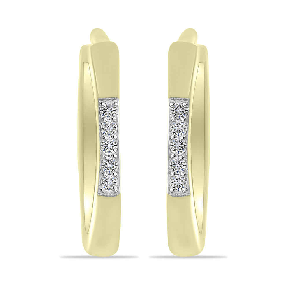 Cercei din Argint 925 Placat cu Aur ( 2.19 grame ) cu Diamant Alb 0.06 Carate 1 