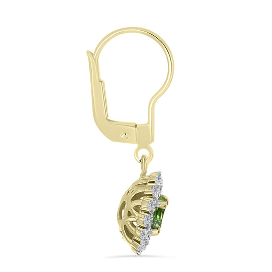 Cercei din Argint 925 Placat cu Aur ( 3.09 grame ) cu Safir verde și Topaz Alb 1.8 Carate