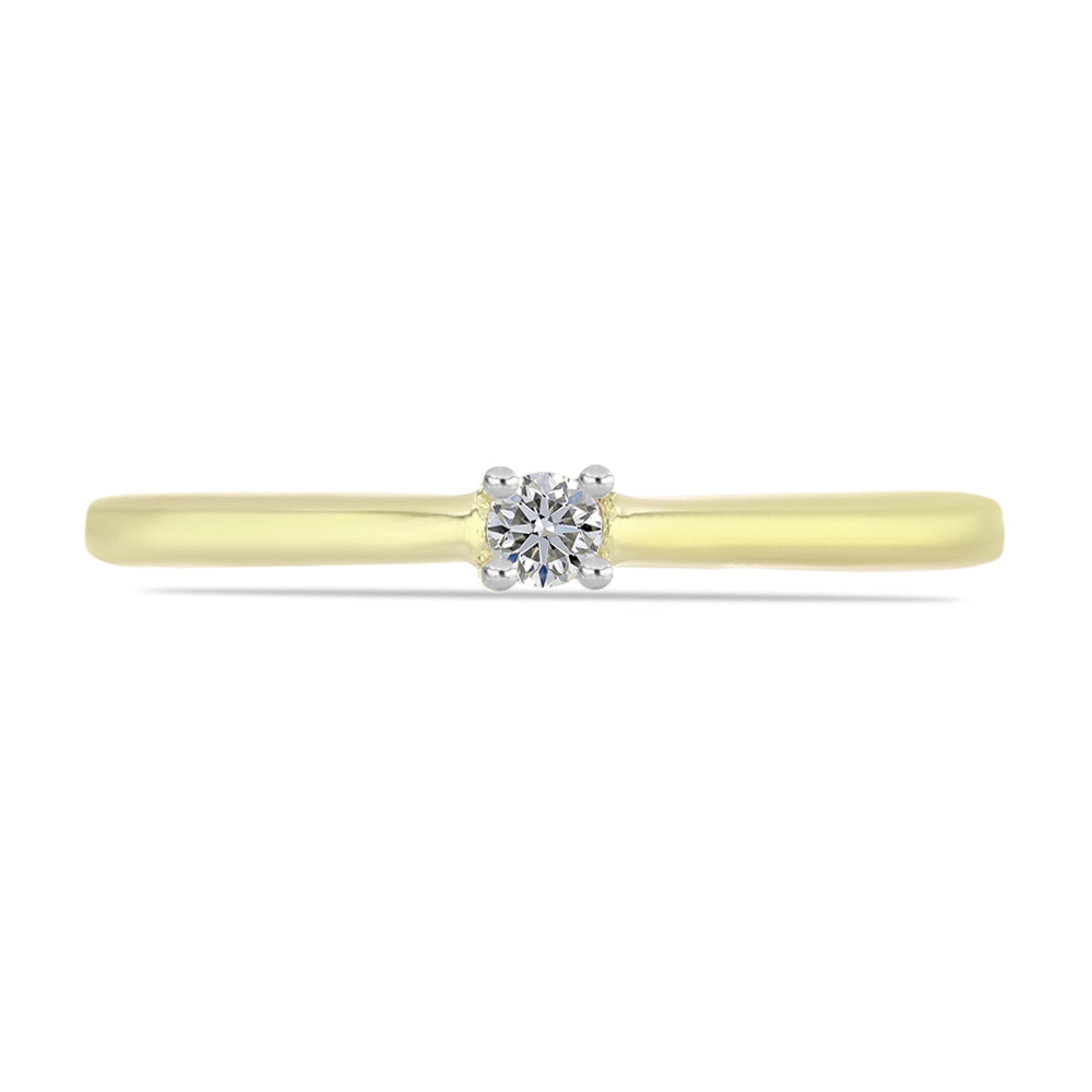 Inel din Argint 925 Placat cu Aur ( 1.46 grame ) cu Diamant Alb 0.07 Carate