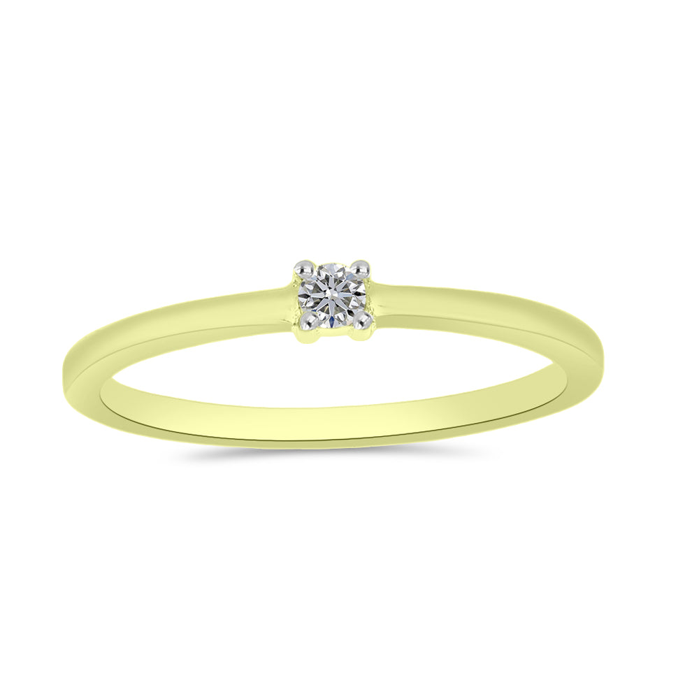 Inel din Argint 925 Placat cu Aur ( 1.46 grame ) cu Diamant Alb 0.07 Carate 3 
