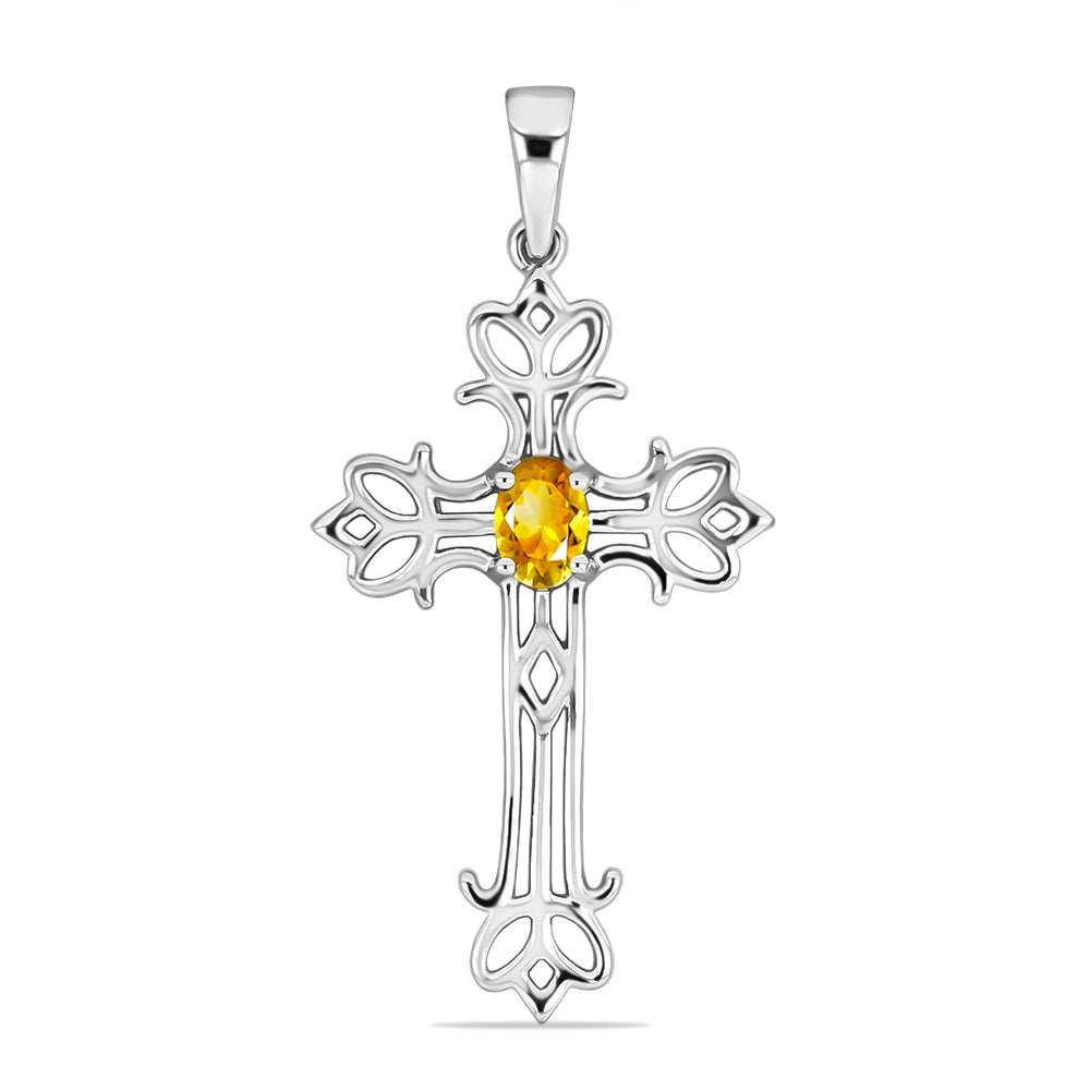 Cruce Pandantiv din Argint 925 ( 2.52 grame ) cu Citrin Rio Golden 0.41 Carate
