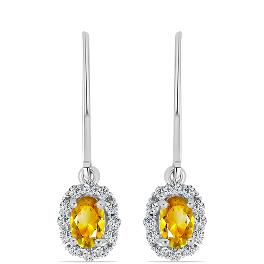 Cercei din Argint 925 ( 2.06 grame ) cu Citrin Rio Golden și Topaz Alb 1.27 Carate 3 