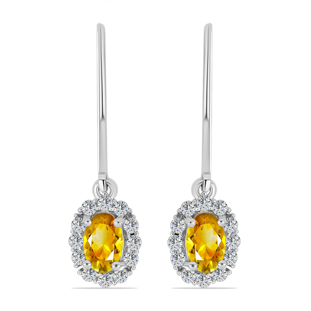 Cercei din Argint 925 ( 2.06 grame ) cu Citrin Rio Golden și Topaz Alb 1.27 Carate 1 