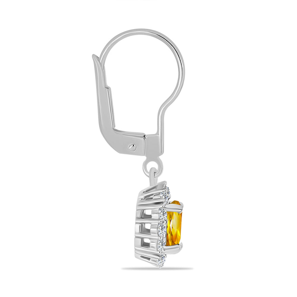 Cercei din Argint 925 ( 2.06 grame ) cu Citrin Rio Golden și Topaz Alb 1.27 Carate 2 