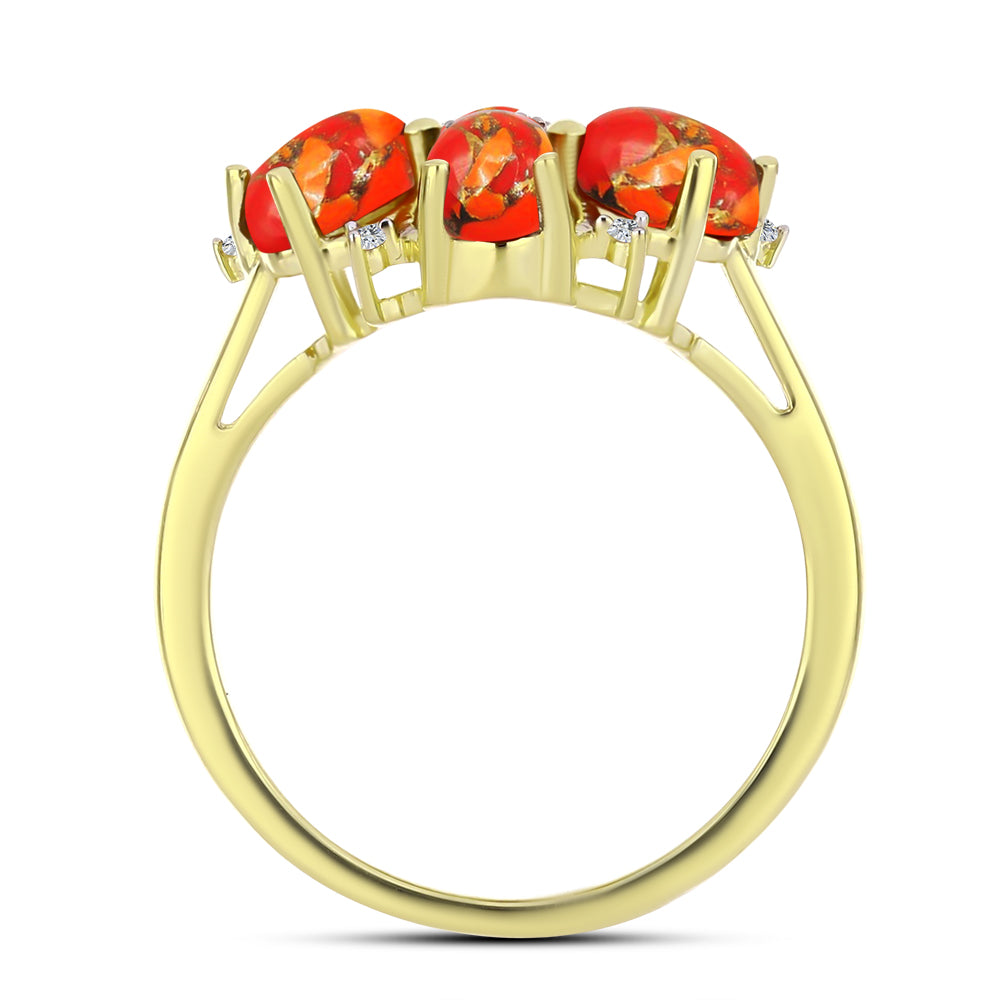 Inel din Argint 925 Placat cu Aur ( 4.23 grame ) cu Turcoaz Mohave și Topaz Alb 2.67 Carate