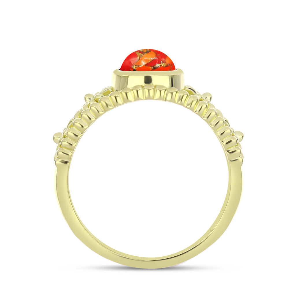 Inel din Argint 925 Placat cu Aur ( 4.45 grame ) cu Turcoaz Mohave 1.69 Carate