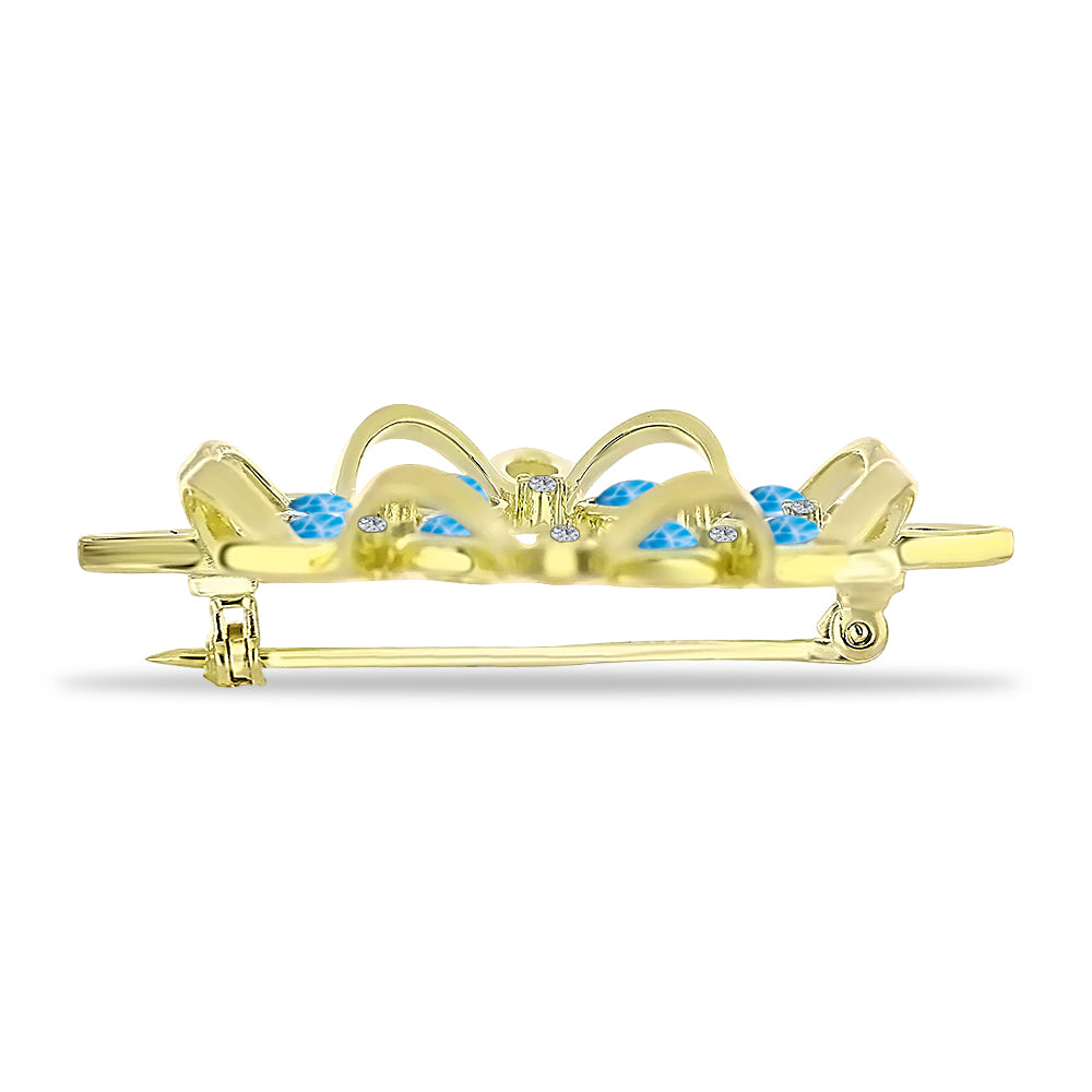 Broşă din Argint 925 Placat cu Aur ( 6.57 grame ) cu Larimar(Piatra delfinului) și Topaz Swiss Blue 2.65 Carate