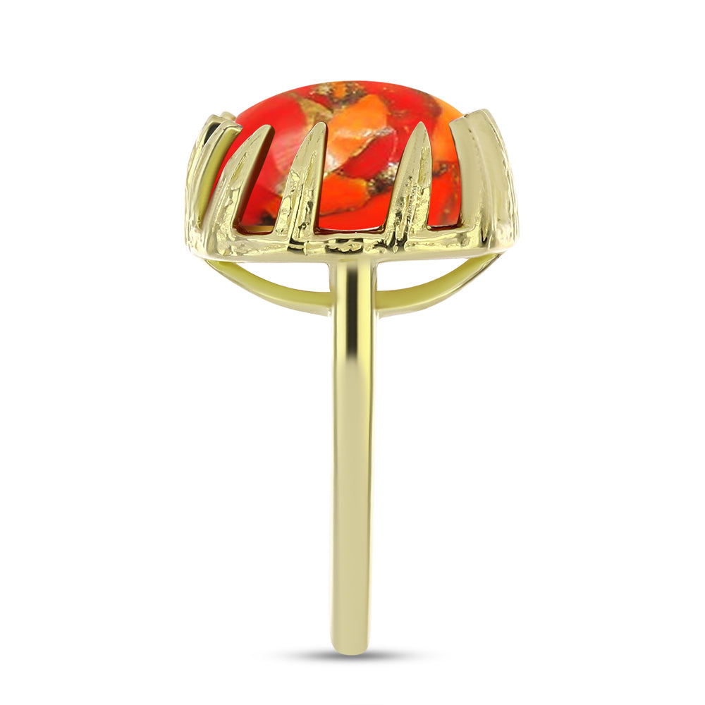 Inel din Argint 925 Placat cu Aur ( 4.32 grame ) cu Turcoaz Mohave 9.92 Carate 4 