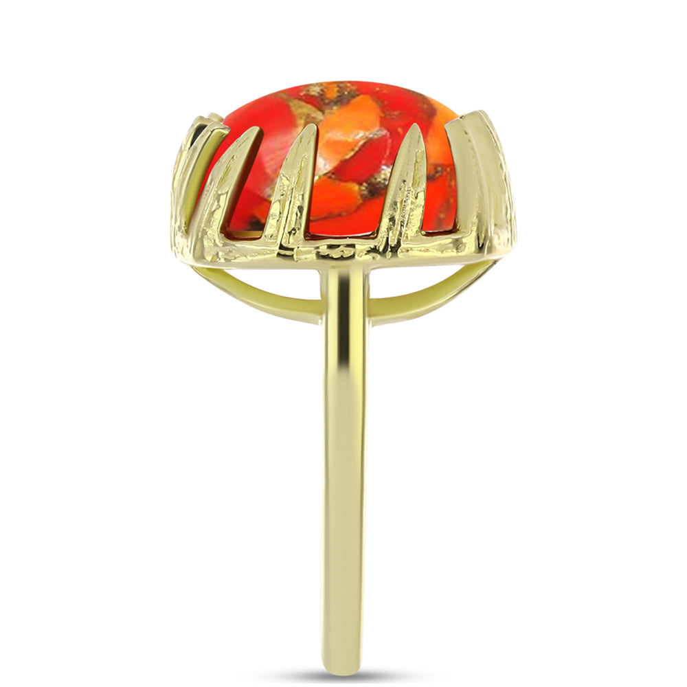 Inel din Argint 925 Placat cu Aur ( 4.32 grame ) cu Turcoaz Mohave 9.92 Carate 8 