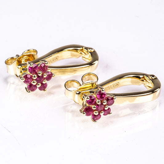 Cercei din Argint 925 Placat cu Aur ( 3.6 grame ) cu Rubin Malagasy 0.78 Carate