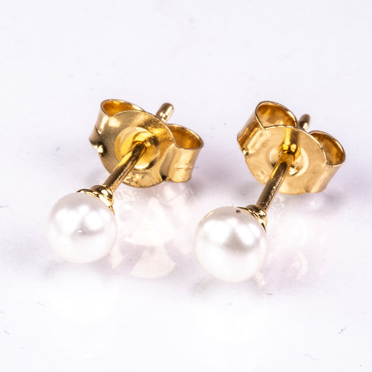 Cercei din Argint 925 Placat cu Aur ( 0.4 grame ) cu Perlă de Apă Dulce Albă 1.6 Carate