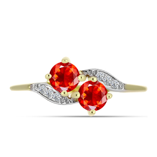 Inel din Argint 925 Placat cu Aur ( 1.89 grame ) cu Opal de Foc Lega Dembi și Topaz Alb 0.41 Carate