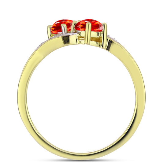 Inel din Argint 925 Placat cu Aur ( 1.89 grame ) cu Opal de Foc Lega Dembi și Topaz Alb 0.41 Carate