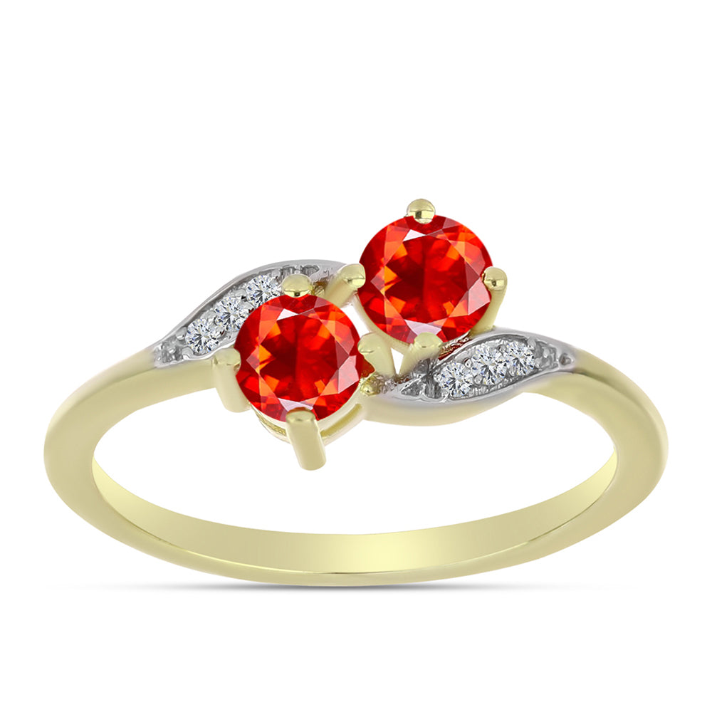 Inel din Argint 925 Placat cu Aur ( 1.89 grame ) cu Opal de Foc Lega Dembi și Topaz Alb 0.41 Carate 3 