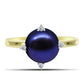 Inel din Argint 925 Placat cu Aur ( 2.83 grame ) cu Perlă de Cultură Neagră și Topaz Alb 5.13 Carate
