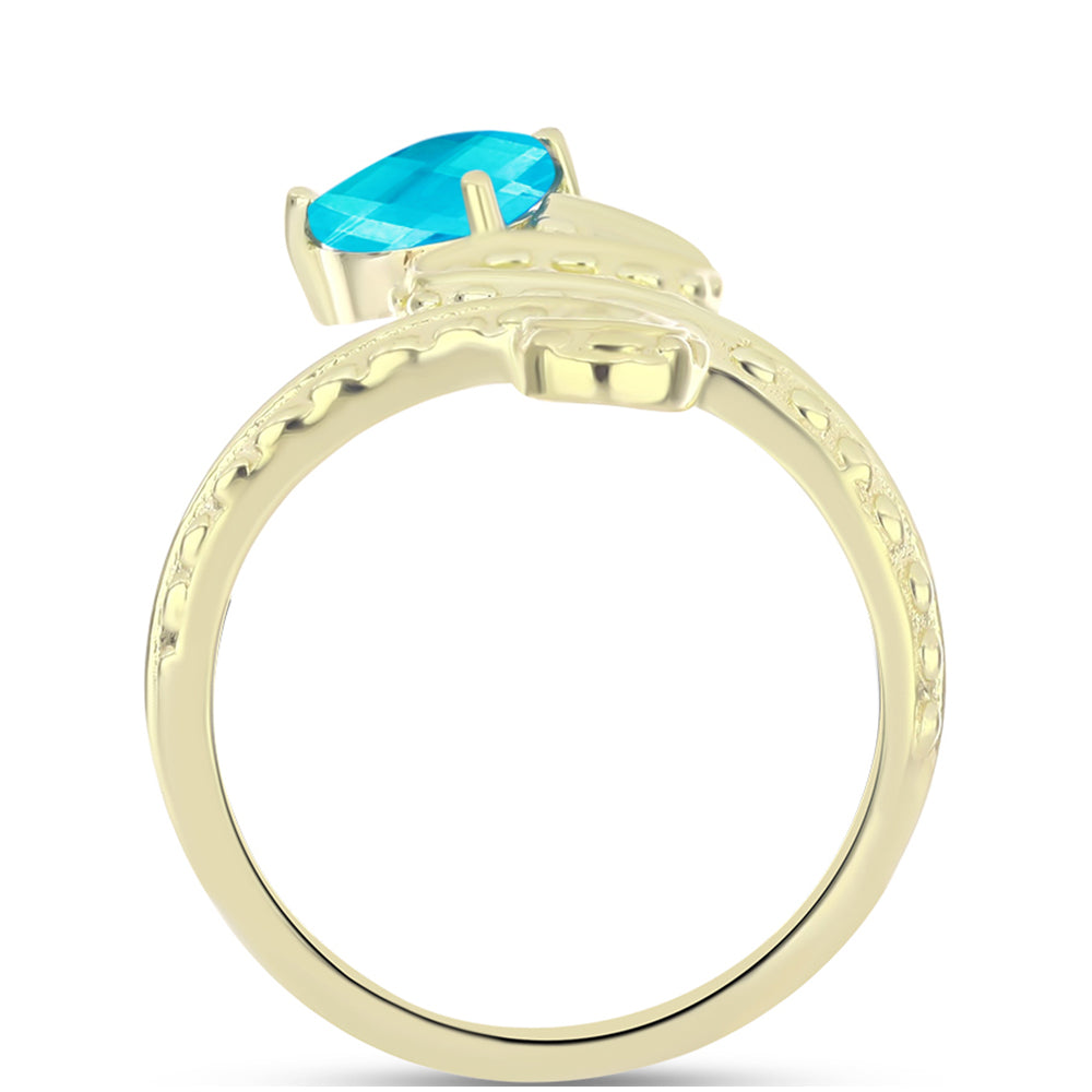Inel din Argint 925 Placat cu Aur ( 4.48 grame ) cu Jad albastru 0.99 Carate