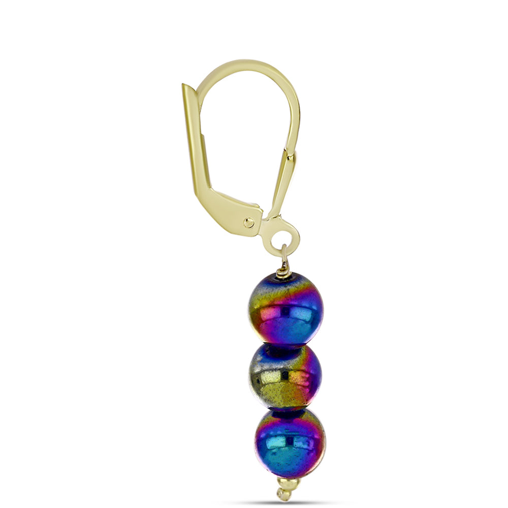 Cercei din Argint 925 Placat cu Aur ( 1.06 grame ) cu Cuarț Hematit Verde Mistic 17.48 Carate 2 