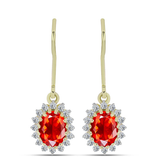 Cercei din Argint 925 Placat cu Aur ( 2.07 grame ) cu Opal de Foc Lega Dembi și Topaz Alb 1.36 Carate