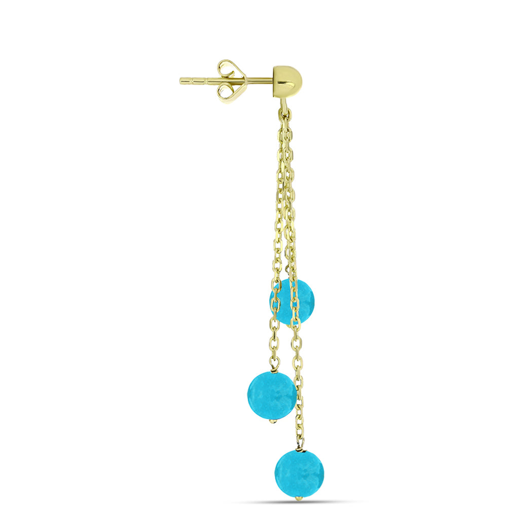 Cercei din Argint 925 Placat cu Aur ( 2.49 grame ) cu Jad albastru 9.48 Carate 2 