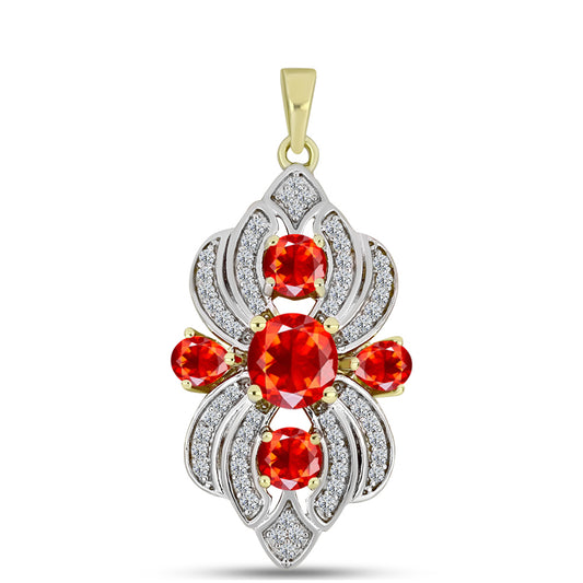 Pandantiv din Argint 925 Placat cu Aur ( 3.33 grame ) cu Opal de Foc Lega Dembi și Topaz Alb 1.5 Carate