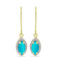 Cercei din Argint 925 Placat cu Aur ( 1.79 grame ) cu Jad albastru și Topaz Alb 1.22 Carate
