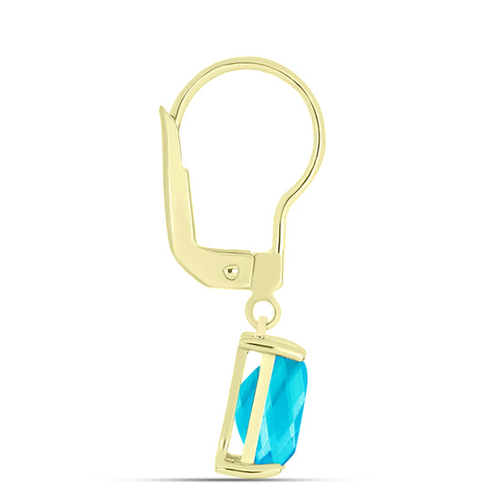 Cercei din Argint 925 Placat cu Aur ( 1.66 grame ) cu Jad albastru 2.45 Carate